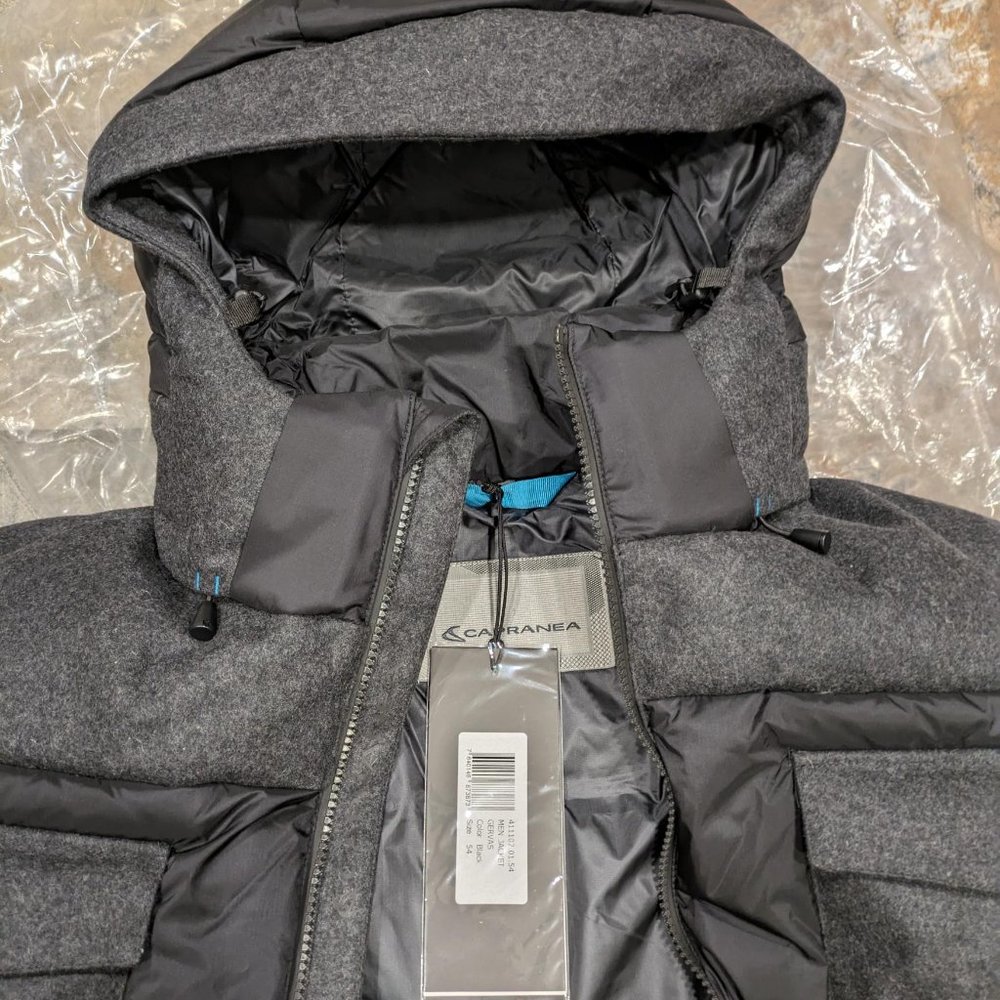 Men's Quilted Hooded Ski Jacket - Black - Picture 3 of 3
